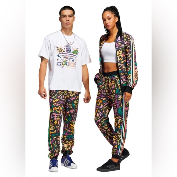 Adidas x Kris Andrews Adidas Originals Love Print Track Pants Gender Neutral M - Picture 1 of 10